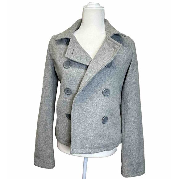 ABERCROMBIE & FITCH Authentic East Coast‎ Vintage Wool Pea Coat Gray Small Vtg. - Picture 1 of 10